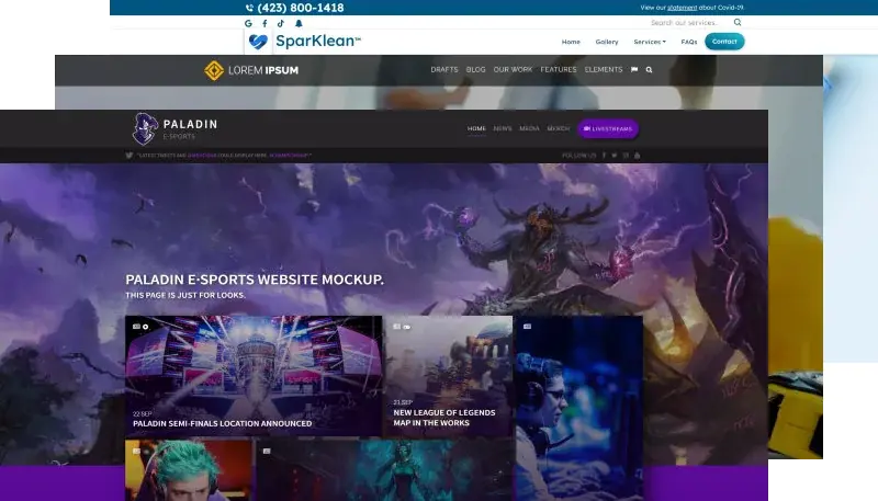 A small collection of website landing pages